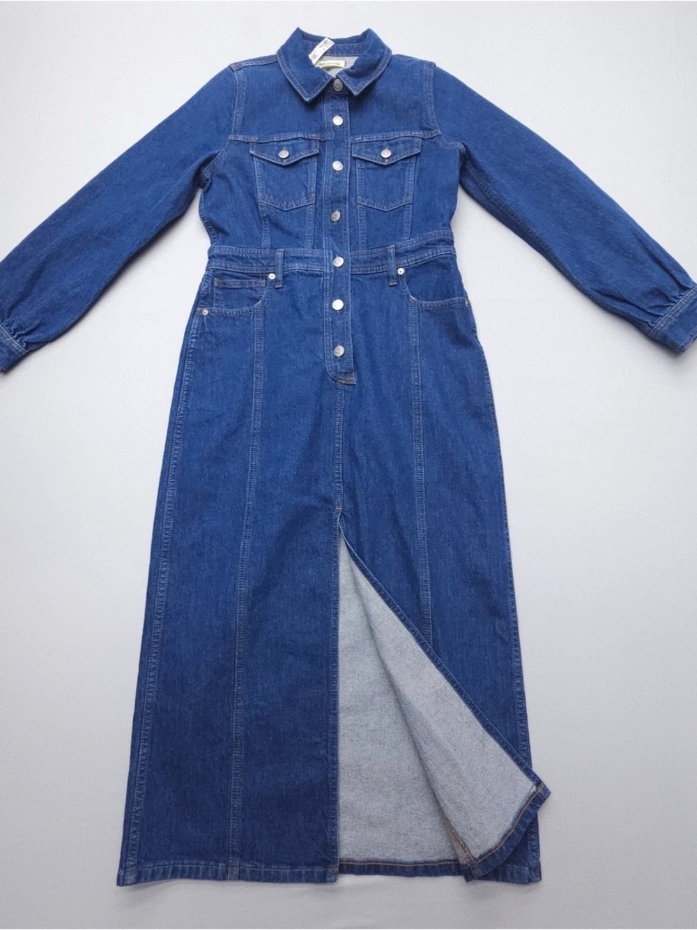 Madewell Denim Midi Shirtdress Size 2 Glissan Wash Heavyweight Cotton Dress NWOT - Picture 4 of 15